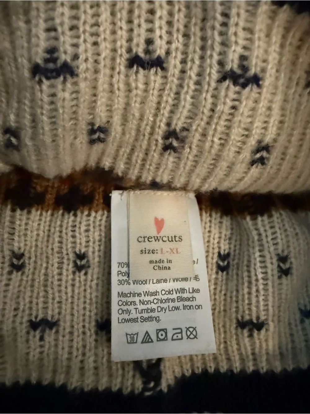Crewcuts Navy Pom-Pom Hat & Gloves Set with Red and Green Fair Isle